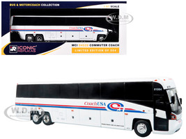 MCI D4520 Commuter Coach Bus Coach USA White with Blue and Red Stripes The Bus & Motorcoach Collection Limited Edition to 504 pieces Worldwide 1/87 (HO) Diecast Model Iconic Replicas 87-0652