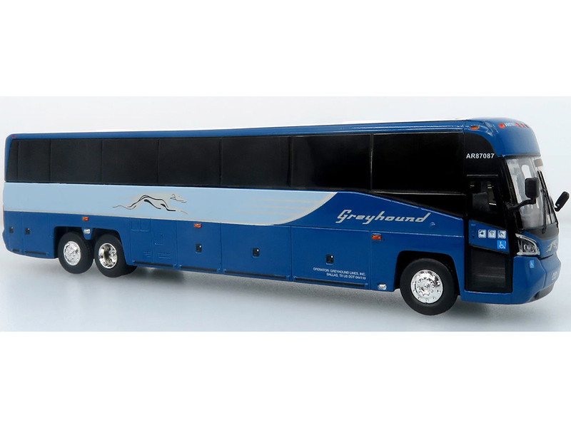 MCI D4520 Commuter Coach Bus Greyhound Lines Blue with Light Blue Stripes The Bus & Motorcoach Collection Limited Edition to 504 pieces Worldwide 1/87 (HO) Diecast Model Iconic Replicas 87-0654