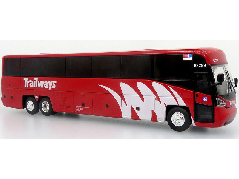 MCI D4520 Commuter Coach Bus Burlington Trailways Red with White Graphics The Bus & Motorcoach Collection Limited Edition to 504 pieces Worldwide 1/87 (HO) Diecast Model Iconic Replicas 87-0661