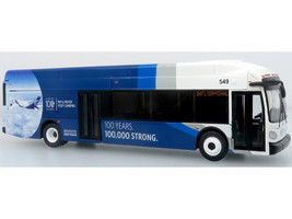 New Flyer Xcelsior XN40 Transit Bus Delta Air Lines 100th Anniversary Blue and White with Graphics The Bus & Motorcoach Collection Limited Edition 1/87 (HO) Diecast Model Iconic Replicas 87-0679