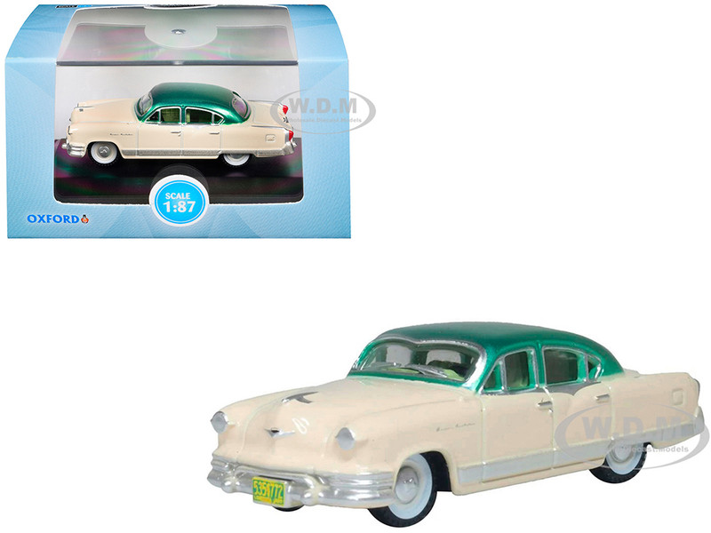 1953 Kaiser Manhattan Stardust Ivory with Jade Green Metallic Top 1/87 (HO) Scale Diecast Model Car Oxford Diecast 87KM53001