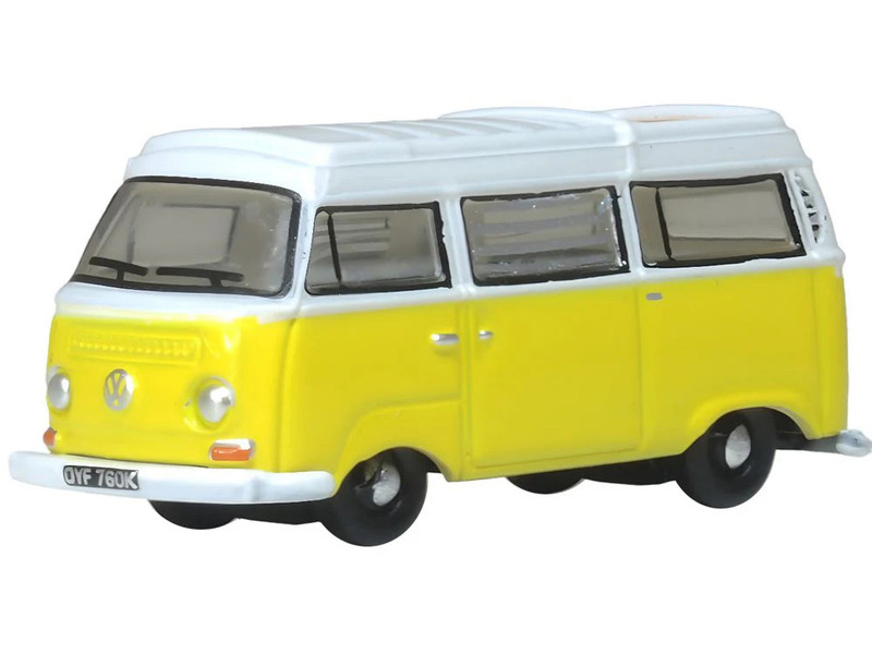 Volkswagen T2 Bay Window Camper Van Saturn Yellow and White 1/148 (N) Scale Diecast Model Car Oxford Diecast NVW016