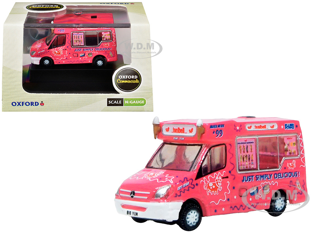 Whitby Mondial Ice Cream Van "Tonibell" Pink with Graphics 1/76 (OO) Scale Diecast Model Car by Oxford Diecast
