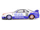Nissan Skyline GT R R33 RHD Right Hand Drive #33 BFTHR V1 Blue and White with Graphics Designed by Jun Imai Kaido House Special 1/64 Diecast Model Car Mini GT KHMG213