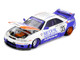 Nissan Skyline GT R R33 RHD Right Hand Drive #33 BFTHR V1 Blue and White with Graphics Designed by Jun Imai Kaido House Special 1/64 Diecast Model Car Mini GT KHMG213