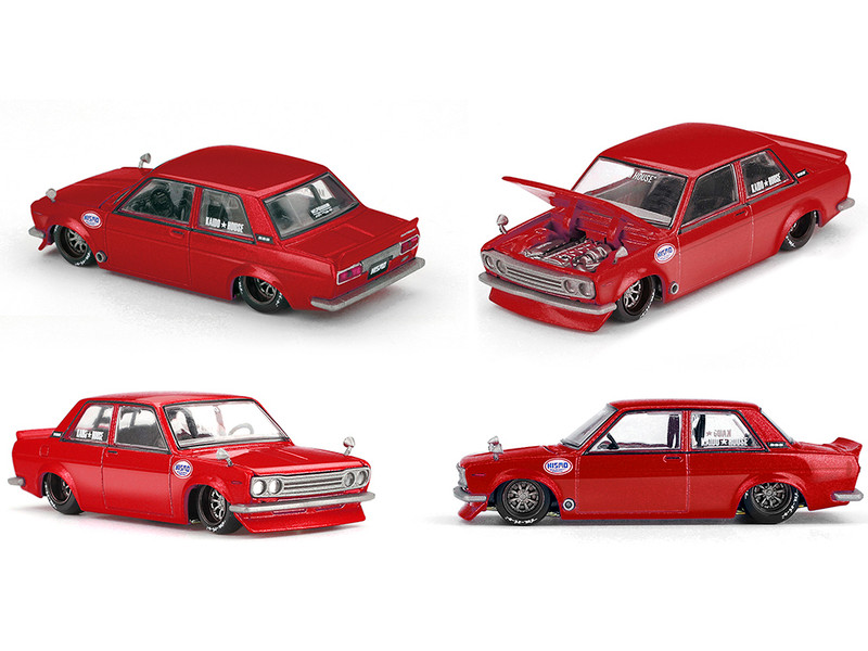 Datsun 510 Street Nismo V3 Red Metallic Designed by Jun Imai Kaido House Special 1/64 Diecast Model Car Mini GT KHMG229