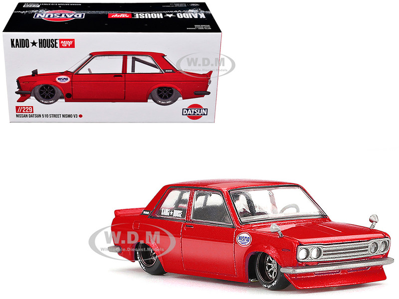 Datsun 510 Street Nismo V3 Red Metallic Designed by Jun Imai Kaido House Special 1/64 Diecast Model Car Mini GT KHMG229