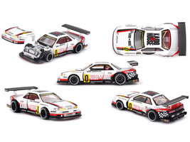 Nissan Silvia S13 R Circuit Spec V1 RHD Right Hand Drive White with Graphics Designed by Jun Imai Kaido House Special 1/64 Diecast Model Car Mini GT KHMG251