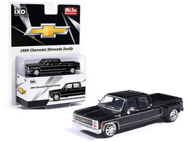 1980 Chevrolet Silverado C30 Crew Cab Dually Lowered Pickup Truck Black 1/64 Diecast Model Car IXO Models IAPR1013