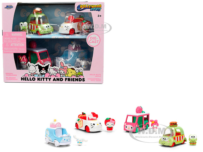 Hello Kitty and Friends Set of 4 Diecast Figures and Cars Hollywood Rides Series Diecast models Jada 37345