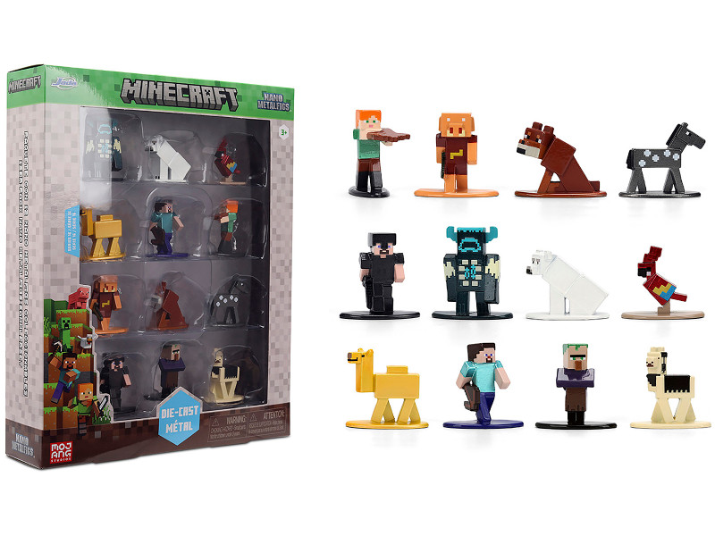 Set of 12 Diecast Figures Minecraft Video Game Wave 2 Nano Metalfigs Series Diecast models Jada 37420
