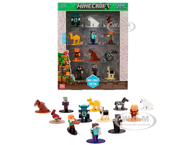 Set of 12 Diecast Figures Minecraft Video Game Wave 2 Nano Metalfigs Series Diecast models Jada 37420