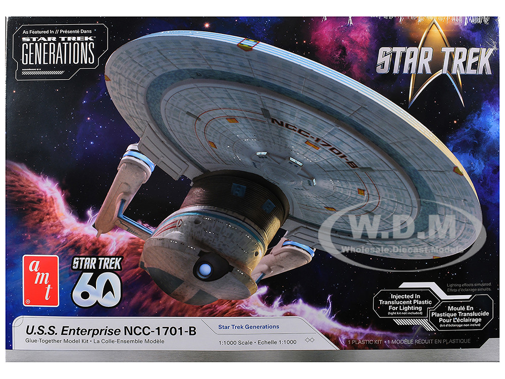 Skill 2 Model Kit U.S.S. Enterprise NCC-1701-B Space Ship "Star Trek Generations" (1994) Movie 1/1000 Scale Model by AMT