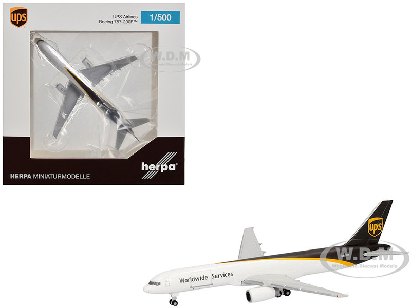 Boeing 757 200F Commercial Aircraft UPS Worldwide Service N475UP White with Brown Tail 1/500 Diecast Model Airplane Herpa HE524612-001