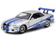 Brian s Nissan Skyline GT R R34 RHD Right Hand Drive Silver Metallic with Blue Stripes 2 Fast 2 Furious 2003 Movie Fast & Furious 25th Anniversary Series 1/32 Diecast Model Car Jada 97184-25TH