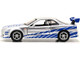 Brian s Nissan Skyline GT R R34 RHD Right Hand Drive Silver Metallic with Blue Stripes 2 Fast 2 Furious 2003 Movie Fast & Furious 25th Anniversary Series 1/32 Diecast Model Car Jada 97184-25TH