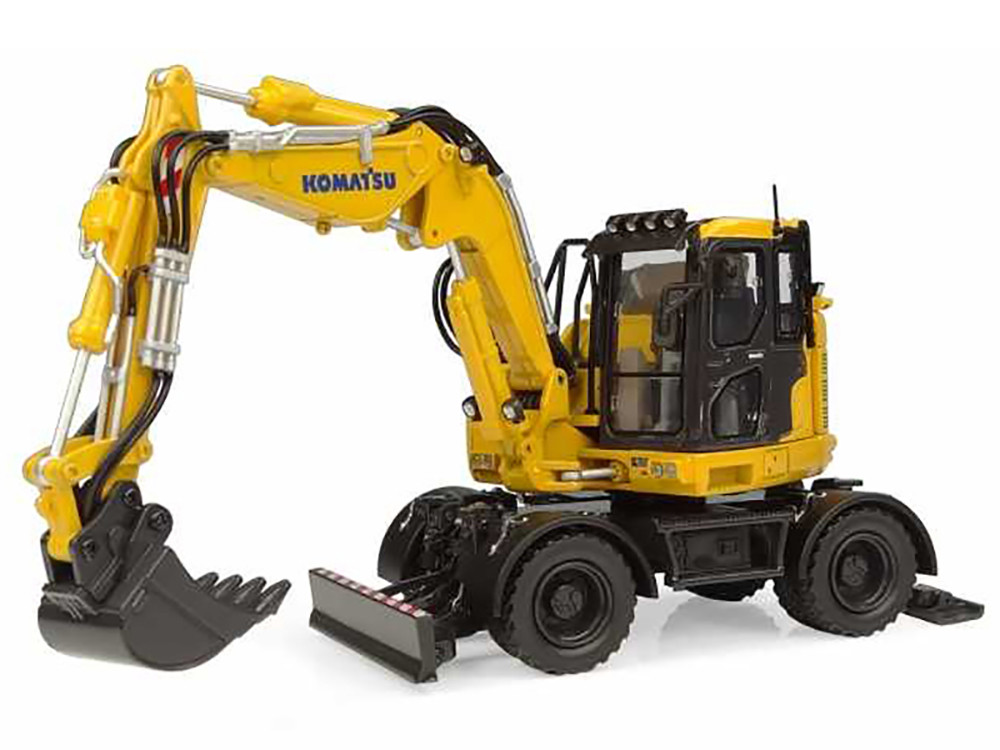 Komatsu PW138MR-11 Wheeled Excavator Yellow 1/32 Diecast Model by