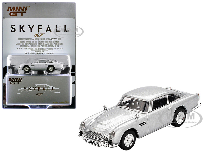 Aston Martin DB5 RHD Right Hand Drive Birch Silver Metallic Damaged 007 James Bond Skyfall 2012 Movie Limited Edition 1/64 Diecast Model Car Mini GT MGT00913-007E