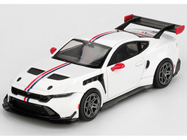Ford Mustang GTD Spirit of America White with Red and Blue Stripes Limited Edition 1/64 Diecast Model Car Mini GT MGT01097