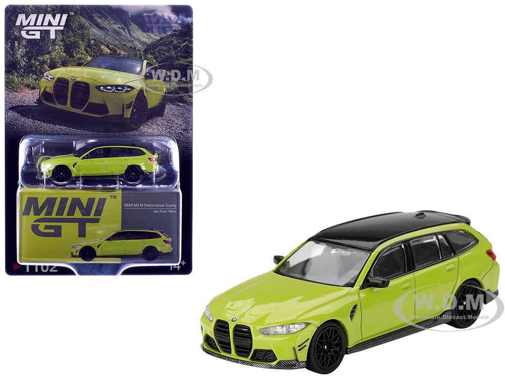 BMW M3 M Performance Touring Sao Paulo Yellow with Black Top Limited Edition 1/64 Diecast Model Car by Mini GT