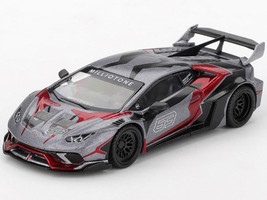 Lamborghini Huracan GT LB WORKS RONIN Gray Metallic with Black and Red Graphics Limited Edition 1/64 Diecast Model Car Mini GT MGT01177