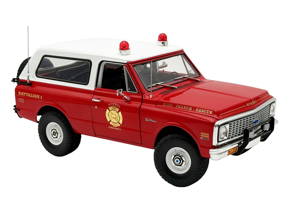1972 Chevrolet Blazer K/5 "The Chief - Winder Fire Department, Georgia Battalion 1" Red with White Top Limited Edition to 246 pieces Worldwide 1/18 Di