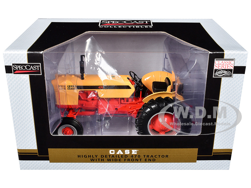Case 470 Wide Front Tractor Yellow and Orange "Classic Series" 1/16 Diecast Model by SpecCast