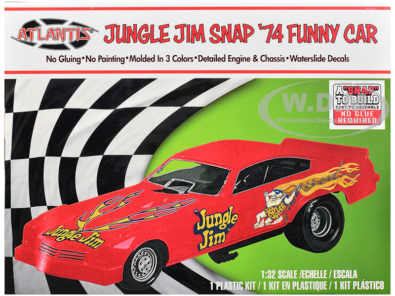 Skill 2 Model Kit 1974 Funny Car Jungle Jim Snap to Build 1/32 Scale Model Atlantis ALM-1119