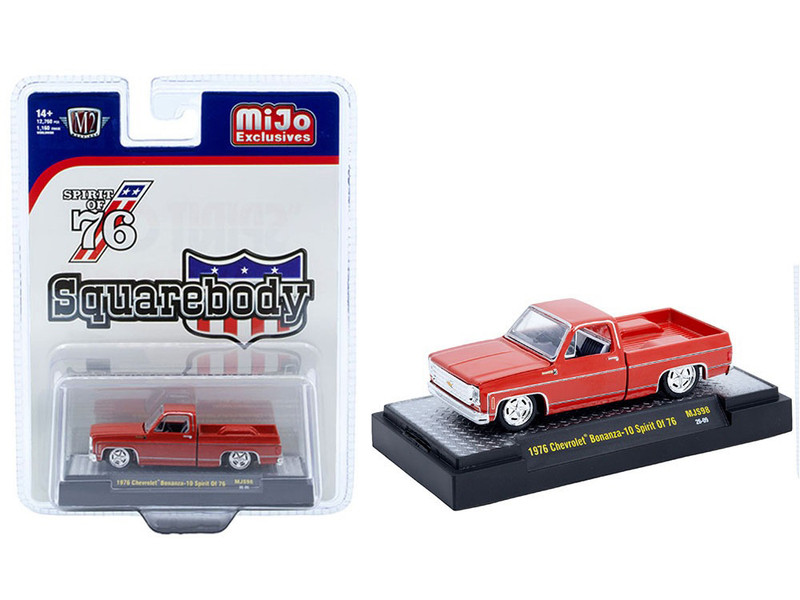 1976 Chevrolet Silverado Bonanza 10 Pickup Truck Spirit of  76 Red Limited Edition to 12750 pieces Worldwide 1/64 Diecast Model Car M2 Machines 31500-MJS98