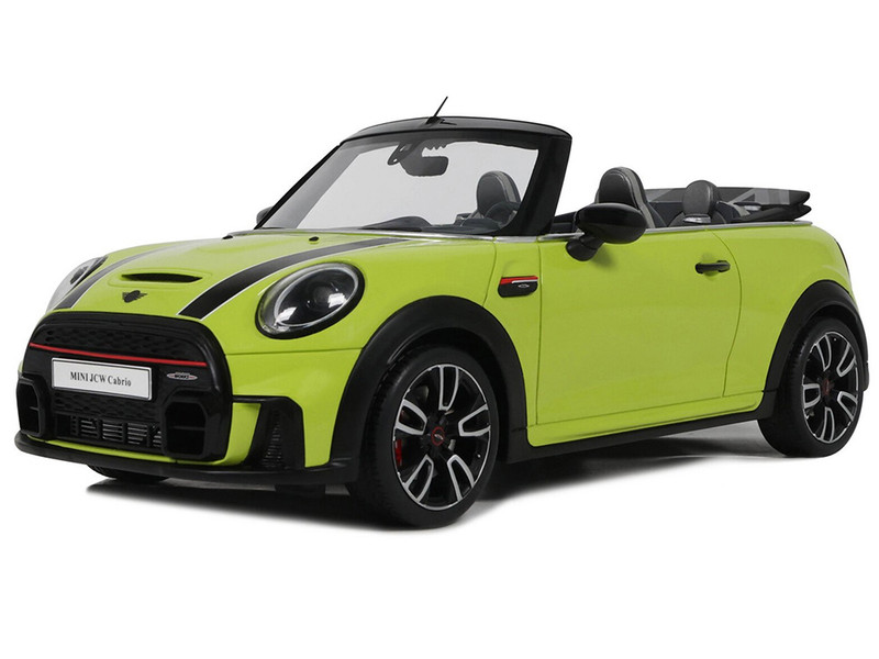 2021 Mini JCW Cabrio Zesty Yellow with Black Stripes 1/18 Model Car Otto Mobile OT1303