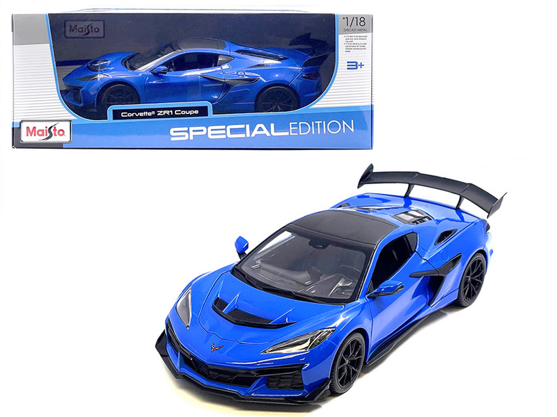 Chevrolet Corvette ZR1 Coupe Blue with Carbon Top Special Edition Series 1/18 Diecast Model Car Maisto 31475BL