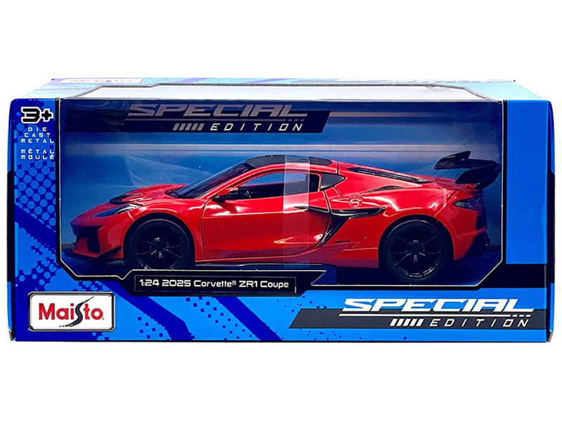 2025 Chevrolet Corvette ZR1 Coupe Red with Carbon Top Special Edition Series 1/24 Diecast Model Car Maisto 32927RD
