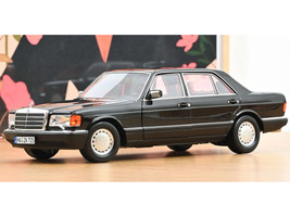 1991 Mercedes Benz 560 SEL Type W126 Black with Red Interior 1/18 Diecast Model Car Norev 183788