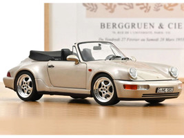 1992 Porsche 911 Carrera 2 Turbo Look Cabriolet Zermatt Silver Metallic 1/18 Diecast Model Car Norev 187140