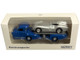 Mercedes Benz Renntransporter Flatbed Truck Blue and 1954 Mercedes Benz W196 #1 Silver Metallic 1/64 Diecast Model Car Norev 311000