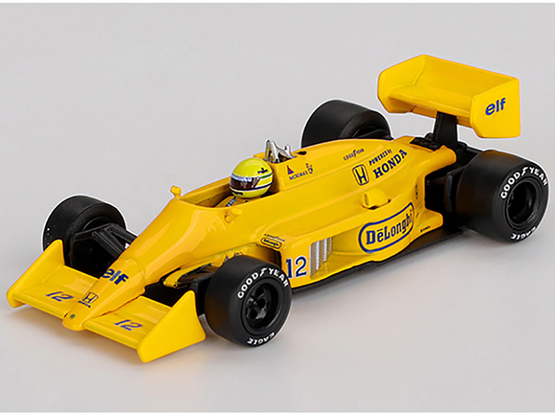 Lotus 99T #12 Ayrton Senna Winner Formula One F1 Monaco GP 1987 with Driver Figure Limited Edition 1/64 Diecast Model Car Mini GT MGT01088