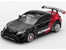 Toyota GR86 LB Nation Liberty Walk RHD Right Hand Drive ADVAN Black and Red with Carbon Hood Limited Edition 1/64 Diecast Model Car Mini GT MGT01173