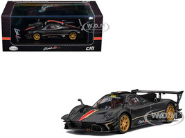 Pagani Zonda Revolucion Carbon with Red and Gold Stripes and Extra Wheels 1/64 Diecast Model Car CM Model CM64-REVOLUCION-12