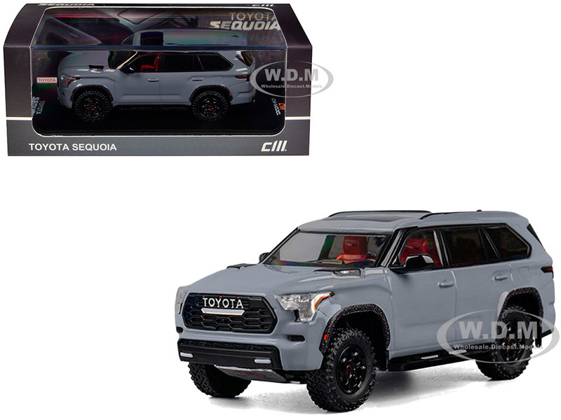 2024 Toyota Sequoia Cement Gray with Red Interior 1/64 Diecast Model Car CM Model CM64-SEQUOIA-06