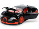 2011 Bugatti Veyron Black with Orange Accents and Orange Interior Hyper Spec Series 1/24 Diecast Model Car Jada 37642 2011 Bugatti Veyron Black with Orange Accents and Orange Interior Hyper Spec Series 1/24 Diecast Model Car Jada 37642