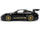 Porsche 911 992 GT3 RS Black with Carbon Top and Hood Stripes and Gold Wheels Hyper Spec Series 1/24 Diecast Model Car Jada 37810