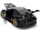 Porsche 911 992 GT3 RS Black with Carbon Top and Hood Stripes and Gold Wheels Hyper Spec Series 1/24 Diecast Model Car Jada 37810