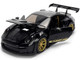 Porsche 911 992 GT3 RS Black with Carbon Top and Hood Stripes and Gold Wheels Hyper Spec Series 1/24 Diecast Model Car Jada 37810