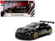 Porsche 911 992 GT3 RS Black with Carbon Top and Hood Stripes and Gold Wheels Hyper Spec Series 1/24 Diecast Model Car Jada 37810