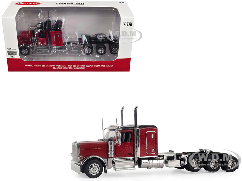 Peterbilt 589 Tridem Axle Legendary Package Truck Tractor with 58 Sleeper Legendary Red Transport Series 1/64 Diecast Model by Diecast Masters 71125