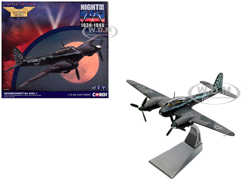 Messerschmitt Me 410A 1 Aircraft U5 FE Lt Rudolf Abrahamczik 14 KG 2 Laon Athies Airfield France 1943 German Luftwaffe The Aviation Archive Series 1/72 Diecast Model Corgi AA29702