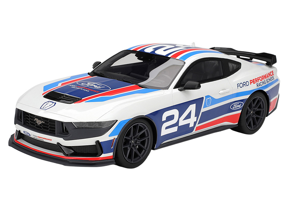 Ford Mustang Dark Horse #24 "Ford Performance Racing School" White with Graphics 1/18 Model Car by Top Speed