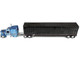 Peterbilt 589 with 72 Mid Roof Sleeper and Wilson Silverstar Livestock Trailer Bright Blue with Black Stripes and Trailer 1/64 Diecast Model DCP/First Gear 60-2172