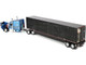 Peterbilt 589 with 72 Mid Roof Sleeper and Wilson Silverstar Livestock Trailer Bright Blue with Black Stripes and Trailer 1/64 Diecast Model DCP/First Gear 60-2172