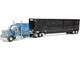 Peterbilt 589 with 72 Mid Roof Sleeper and Wilson Silverstar Livestock Trailer Bright Blue with Black Stripes and Trailer 1/64 Diecast Model DCP/First Gear 60-2172